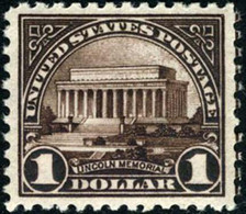 US #571 Mint Lightly Hinged $1 Lincoln Memorial Of 1923 - Ongebruikt