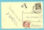 337 Op Kaart Met Stempel KNOCKE / ZOUTE (GOLF-TENNIS) , Getaxeerd Met TX 35 Met Stempel CHARLEROI - 1932 Ceres Y Mercurio