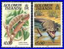 SOLOMON ISLANDS 1982 RE-ISSUED REPTILES SC# 410A,412A VF MNH (D0377) - Salomonen (...-1978)