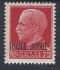 1941 ISOLE JONIE EFFIGIE 75 CENT MH * - RR9667 - Islas Jónicas