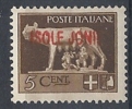 1941 ISOLE JONIE EFFIGIE 5 CENT MH * - RR9667 - Isole Ionie