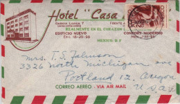 MEXICO - 1948 - ENVELOPPE PUB "HOTEL" Par AVION => PORTLAND (USA) - Mexique