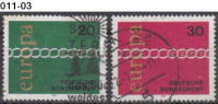 GERMANY, 1971, Europa;  Europa-CEPT, Cancelled (o), Sc. 1064/5. - 1971