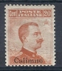 1917 EGEO CALINO EFFIGE 20 CENT MH * SENZA FILIGRANA - RR9692 - Aegean (Calino)