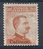 1917 EGEO CALINO EFFIGE 20 CENT MH * SENZA FILIGRANA - RR9692 - Egée (Calino)