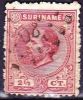SURINAME 1873 Koning Willem III 2½ Cent Karmijn Tanding 12½ X 12  NVPH 3 C - Suriname ... - 1975