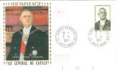 FRANCE ENV SUR SOIE FDC DE GAULLE COMOMBEY LES 2 EGLISES 9/11/1971 - De Gaulle (General)