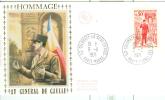 FRANCE ENV SUR SOIE FDC DE GAULLE COLOMBEY LES 2 EGLISES 9/11/1971 - De Gaulle (General)