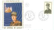 FRANCE ENV SUR SOIE FDC DE GAULLE LILLE 9/11/1971 - De Gaulle (General)