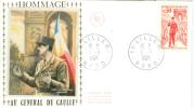 FRANCE ENV SUR SOIE FDC DE GAULLE LILLE 9/11/1971 - De Gaulle (General)
