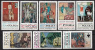 Polska Poland 1970 Contemporary Polish Paintings Art Painting Cellist Studio Concert Łódź Michel 2032-2039 - Unused Stamps