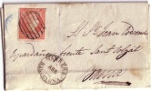 1858, Abril, Carta Sencilla De Manresa A Barcelona, Fechador De 1854 Y Llegada Al Dorso - Storia Postale