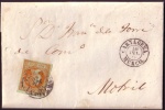 1860, 10 De Julio, Carta Sencilla De Cartagena A Motril Con Fechadores De 1854 Y 1857, Ed 52 - Briefe U. Dokumente