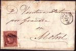 1863, 20 De Noviembre, Carta Sencilla De Valencia A Motril Cancelada Con Parrilla De Cifra De Uso Muy Temprano - Cartas & Documentos
