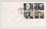 USA FDC New York 22-2-1996 Plate Block Of 4 Scientists - 1991-2000