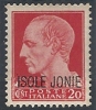 1941 ISOLE JONIE EFFIGIE 20 CENT MH * - RR9731 - Islas Jónicas