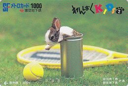 Carte Prépayée JAPON - ANIMAL Série KIDS N° 2  -  LAPIN - RABBIT JAPAN Prepaid Metro Card - KANINCHEN - CONEJO - 175 - Kaninchen