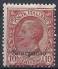 1912 EGEO SCARPANTO EFFIGIE 10 CENT MNH ** - RR9747 - Egeo (Scarpanto)