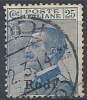 1912 EGEO RODI USATO EFFIGIE 25 CENT - RR9749 - Ägäis (Rodi)