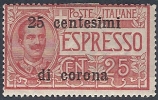 1919 TRENTO E TRIESTE ESPRESSO 25 CENT MH * - RR9767 - Trentin & Trieste