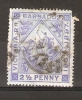 BARBADOS - 1897 JUBILEE 2-1/2 BLUE ON PAPER  SG 119 - Barbades (...-1966)