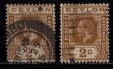 Ceylon Used  1912, KG V, 2c *  2 Diff, Shades - Ceylon (...-1947)