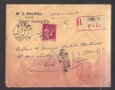 FRANCE 1933 Usages Courants Obl. S/Lettre Recommandée Inconnu Retour - 1932-39 Vrede