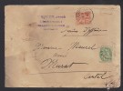 FRANCE 1901 Usages Courants Obl. S/Lettre Recommandée - 1900-02 Mouchon