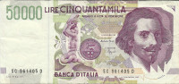 50.000 LIRE  -  GIAN  LORENZO  BERNINI - 2° TIPO - ANNO 1955 - D.M. 27 MAGGIO 1992 - FIRME: FAZIO / SPEZIALI - - 50.000 Lire