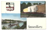 Gennevilliers (92) : 2 Vues Avec Blason Dont Passage De Péniche Sur La Seine En 1962 (animée). - Gennevilliers
