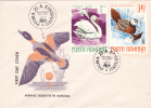 PROCTED BIRDS IN ROMANIA:Cygnus Olor, Oxyura Leucocephala. FDC COVER,PREMIER JOUR 1977,Bucharest - Swans