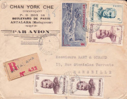 MADAGASCAR - 1952 - ENVELOPPE RECOMMANDEE Par AVION De ANTALAHA Pour MARSEILLE - Briefe U. Dokumente