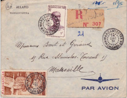 MADAGASCAR - 1951 - ENVELOPPE RECOMMANDEE Par AVION De MAROANTSETRA Pour MARSEILLE - FRANCE LIBRE AU DOS - Lettres & Documents