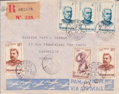 MADAGASCAR - 1951 - ENVELOPPE RECOMMANDEE Par AVION De ANDAPA Pour MARSEILLE - Briefe U. Dokumente