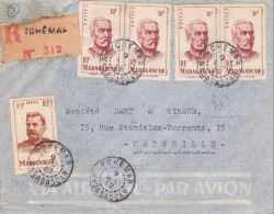 MADAGASCAR - 1952 - ENVELOPPE RECOMMANDEE Par AVION De VOHEMAR Pour MARSEILLE - Cartas & Documentos