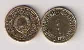 YUGOSLAVIA  1 DINAR 1984. High Grade - Joegoslavië