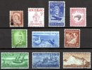 New Zealand 1958, 1959 Issues 10 Stamps Used - Oblitérés