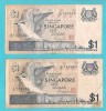 SINGAPORE 2 BANCONOTE DA 1 DOLLARO - Singapour