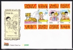 Ireland Scott #1100b FDC Souvenir Sheet Of 3 32p Love Is ... - Year Of The Tiger Cachet: Newspaper Cartoon - FDC