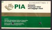 PAKISTAN PIA Domestic Travel Ticket By Airoplane From Islamabad To Lahore 1984, 3 Scan - Wereld