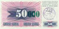 BOSNIA:  50 000 Dinara On 50 Dinara, 1993 UNC *P-55c * 16mm High Green Zeroes 24.12.1993 - Bosnia Y Herzegovina