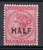 Sello 1 P. Rojo NATAL 1895, Sobrecarga HALF,  Yvert Num 56 * - Natal (1857-1909)