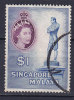 Singapore 1955 Mi. 40     1 $ Queen Elizabeth II. & Denkmal Sir Stamford Raffles - Singapour (...-1959)