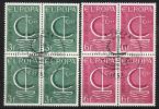 1966 - Blocs De 4 - N°1389-1390 - Europa - Liège 1966 - Used Stamps