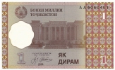 Banconota  1 DIRAM - TAJIKISTAN -  Anno 1999. - Tayikistán