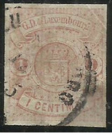 LUXEMBOURG LUSSEMBURGO 1859 1864 1863 COAT OF ARMS STEMMA ARMOIRIES CENT. 1c USATO USED OBLITERE' - 1859-1880 Wapenschild