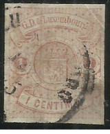 LUXEMBOURG LUSSEMBURGO 1859 1864 1863 COAT OF ARMS STEMMA ARMOIRIES CENT. 1c USATO USED OBLITERE' - 1859-1880 Coat Of Arms