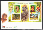 Ireland Scott #1156a FDC Souvenir Sheet  Endangered Animals: Cheetah, Oryx, Golden Lion Tamarin, Tiger - Gorilla