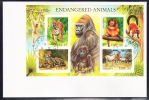Ireland Scott #1156a FDC Souvenir Sheet  Endangered Animals: Cheetah, Oryx, Golden Lion Tamarin, Tiger - FDC
