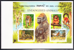Ireland Scott #1156b FDC Souvenir Sheet Stampia 98  Endangered Animals: Cheetah, Oryx, Golden Lion Tamarin, Tiger - FDC